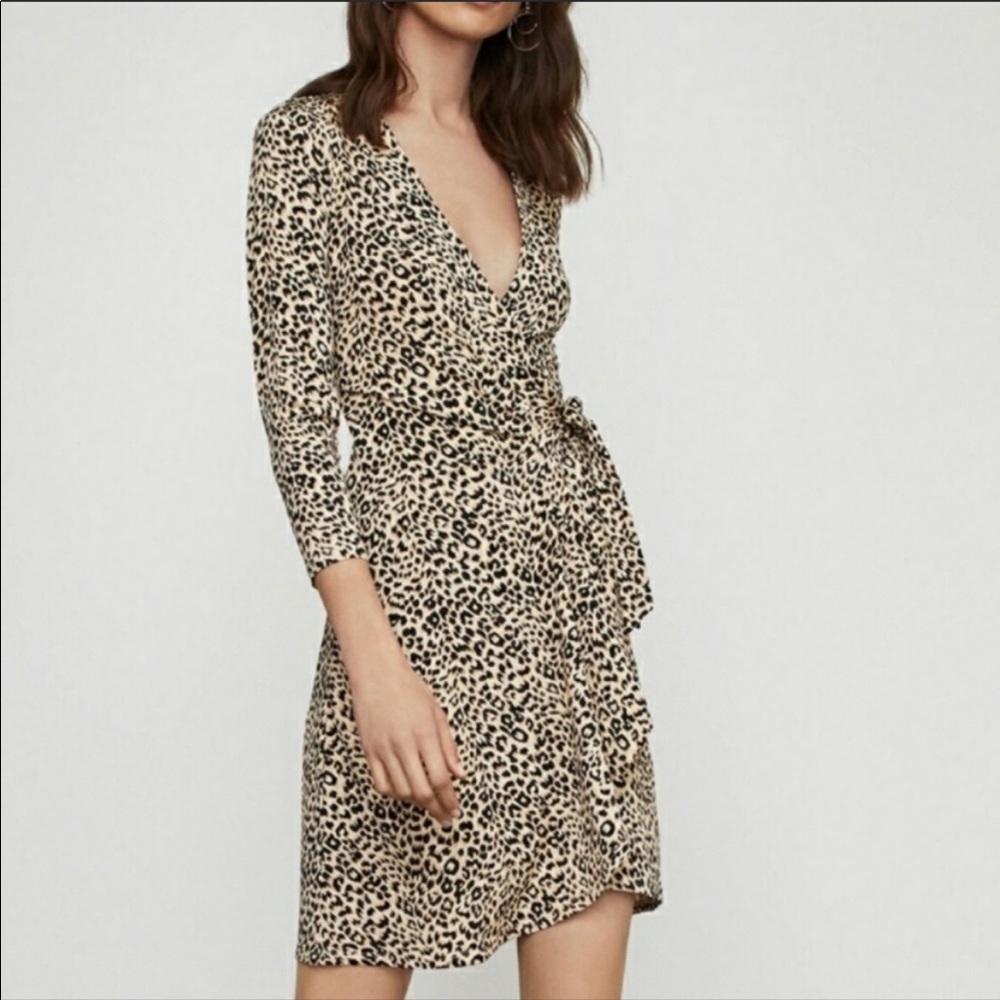BCBG Maxazria leopard print faux wrap dress